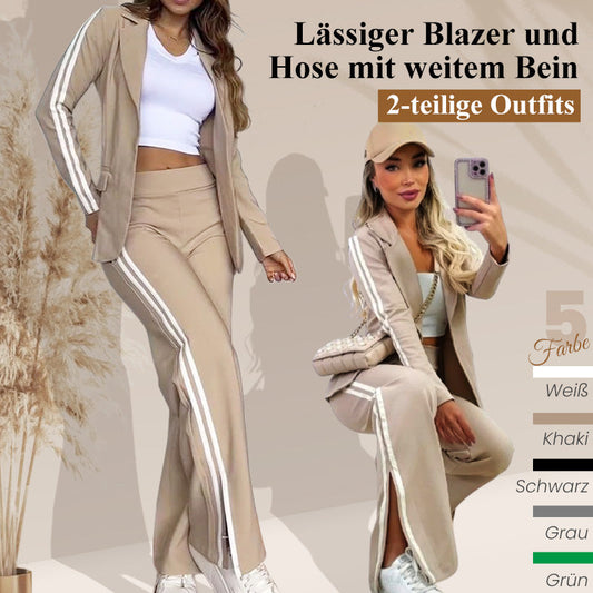👑Elevate Your Style! Casual Lapel Blazer & Wide-Leg Trousers Set — Effortless Elegance💫