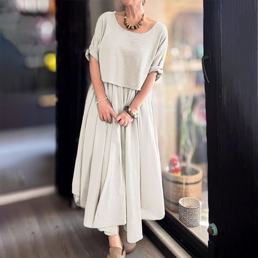 🚨Urgent discount! Round neck loose top & long skirt set, a must-have for women's fashion.