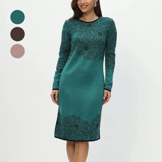 💃What should I wear tomorrow?✨Printed Straight Long Sleeve Crew Neck Dress