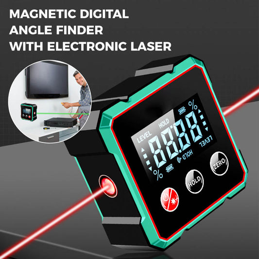 🧲 Magnetic Digital Angle Finder + Electronic Laser – 360° Angle Measurement for Carpentry & Projects 🪵