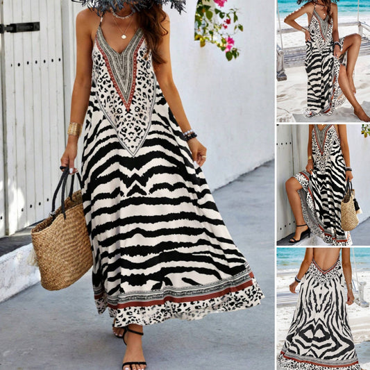 ⏰Limited - Time Zebra Leopard Print Slip Maxi Dress - Grab Yours Now