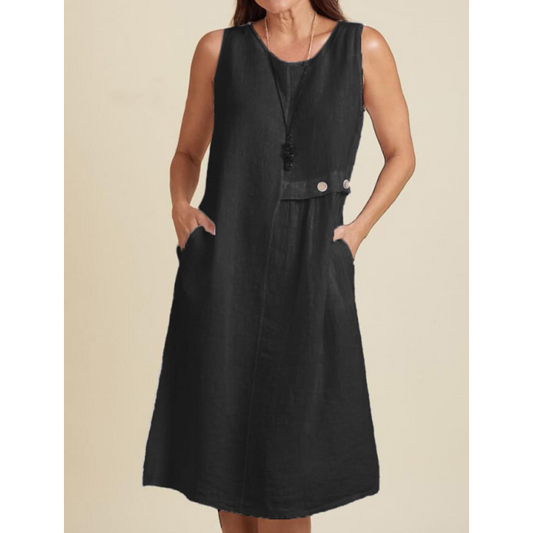 ✨Women's Sleeveless Dress | Button Pockets & Sunny Days