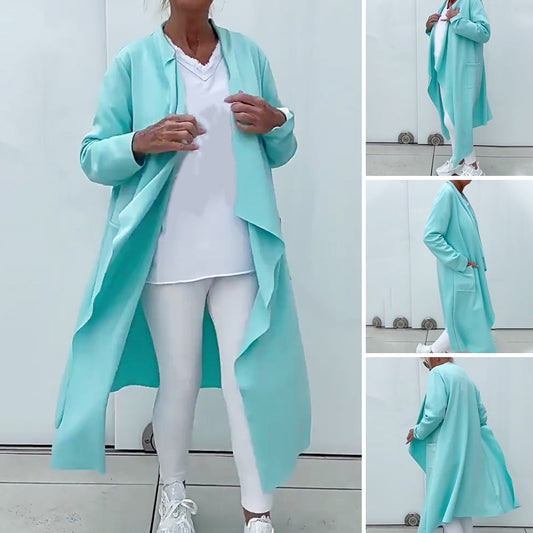 🌟 Women's Long Sleeve Open Front Cardigan – Irregular Drape Design, Casual Loose Layering Essential 👗