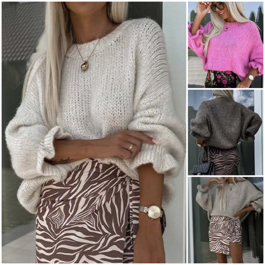 Women's Solid Round-Neck Knit Sweater 🧶✨ – Soft Cozy Knit, Timeless Style for Autumn/Winter, Perfect for Casual & Layered Looks