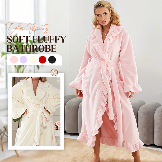 Soft Fluffy Bathrobe 🧖♀️ – Skin-Friendly Fabric, Cozy Warmth for Post-Shower