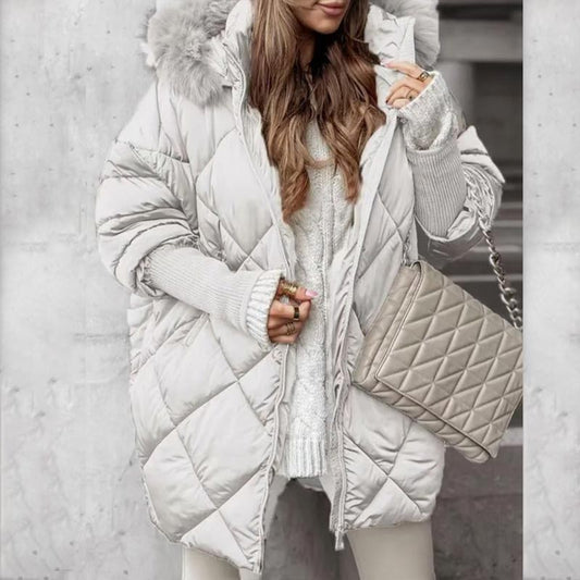 Women’s Fashion Mid-length Parka 🧥✨ – Winter Knit Sleeve Patchwork, Flattering Fit for Cold Days