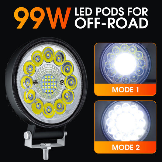 🛻4-inch 99W High-Power LED Pod | Durable for Off-Road Terrain & Night Rides