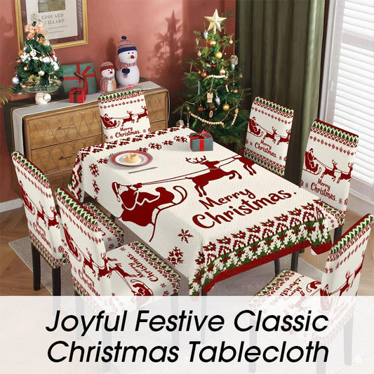 🎄Joyful Festive Classic Christmas Tablecloth | Vibrant & Durable for Christmas Celebrations