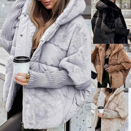 🔥🧥 Women’s Oversized Hooded Patchwork Puffer Coat - Warm Winter Must-Have