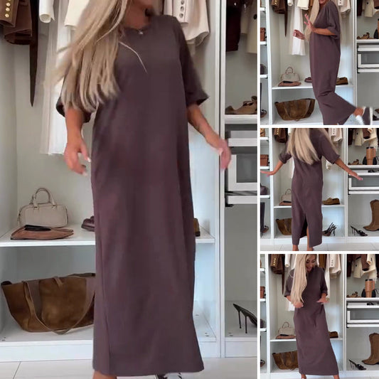 ✨ Women's Classic Oversized Maxi T-Shirt Dress - Effortless Lazy-Chic Outfit