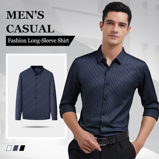 Men's Casual Long-Sleeve Shirt: No Stiff Vibes, Breathable Cotton for Work & Weekends