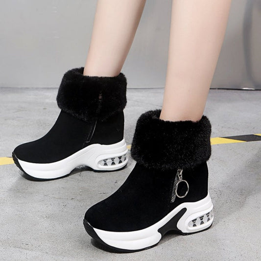 Women’s Thick-Sole Lined Ankle Boots: Warm, Elevated & Walk-all-Day Comfy