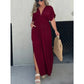 ⏰ Limited time special! V-neck slit lazy long skirt|Thin and versatile, limited time reduction 💥