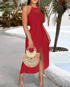 🧘 Chubby / right-angled shoulders are suitable! Halterneck irregular skirt