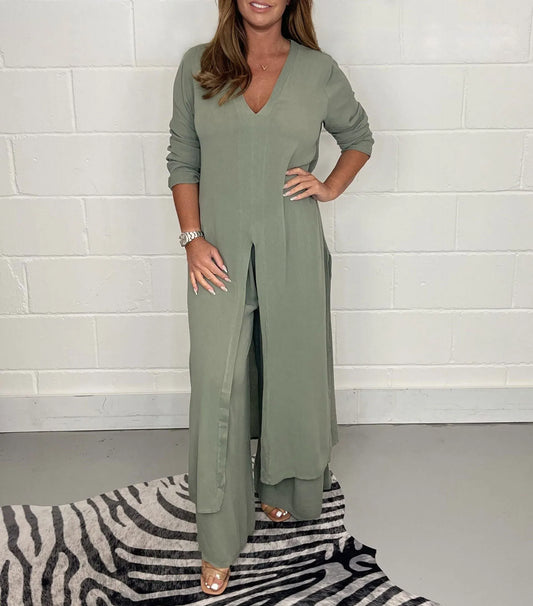 🔥66% OFF! 2-Piece Casual Set - Long Top & Trousers👜😍
