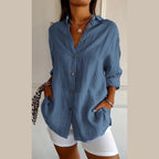 💕Classic Pleated Textured Single-Breasted Lapel Shirt for Women