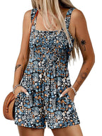 🌺Summer Hot Sale 65% OFF💐Women's Summer Square Neck Sleeveless Loose Casual Short Smocked Romper✨
