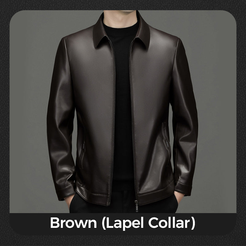 💥Fliwos® Men's Tough Vibe Leather Jacket – Slim Fit Design, Retro Hardware for Biker & Casual Looks