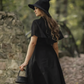 Women's Gothic Knitted Black Wizard Hat - Retro Dark Style for Halloween & Cosplay 🧙‍♀️