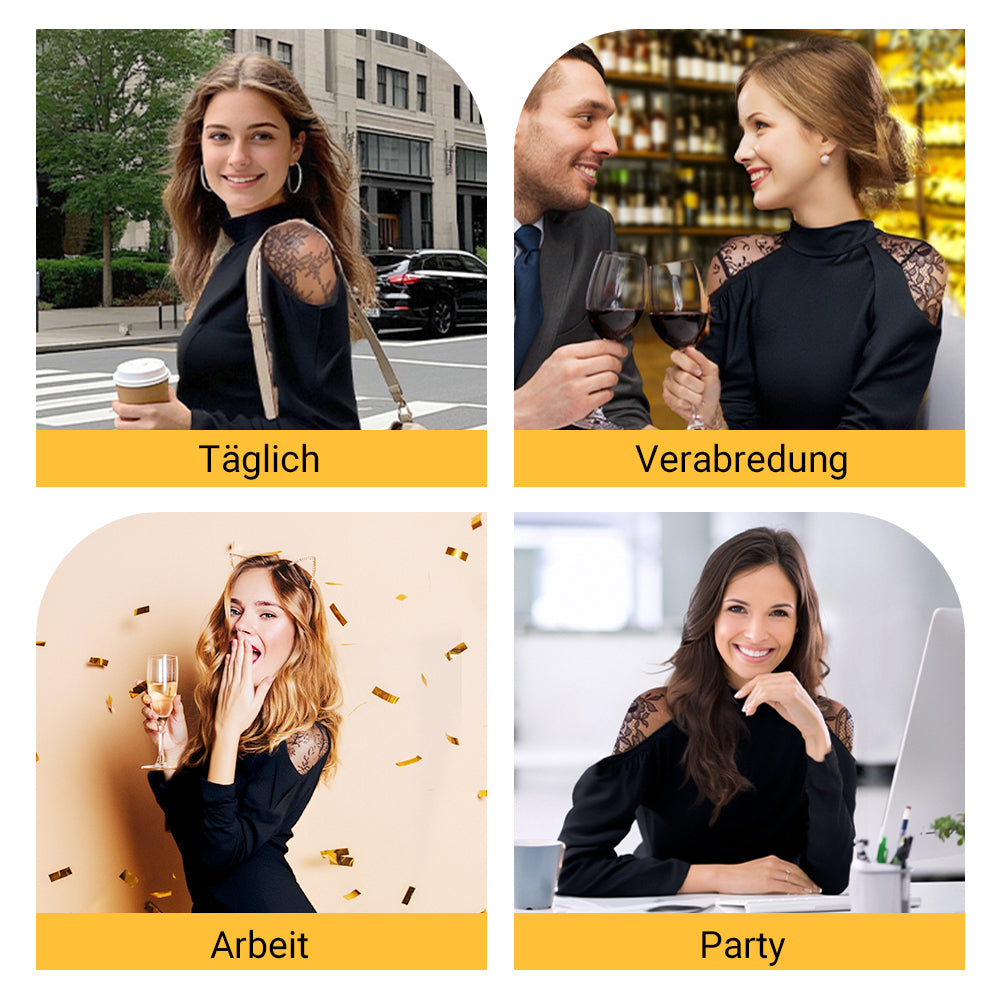 👗 Women's Elegant Mock Neck Dress – Lace Back, cleverly designed, midi length enhances proportions, suitable for both dating and commuting with elegance.