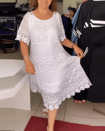 👗Plus - Size Friendly! 50% OFF Solid Color Lace Dress 🔥 | Short Sleeve