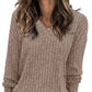 💖LAST DAY SALE 50% OFF✨Women's V Neck Long Sleeve Solid Sweater