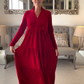 🎄Christmas Solid Color Pleated Midi Swing Dress – Soft Fabric, Elegant for Holiday Parties