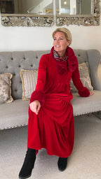 🎄Christmas Solid Color Pleated Midi Swing Dress – Soft Fabric, Elegant for Holiday Parties