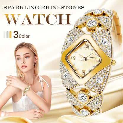 🌟The best|Vintage women's quartz watch with rhinestones, classic design, unique charm