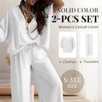 ✨ Girly solid color loose casual suit|Slim and tall× All-purpose wearing formula 👚👖