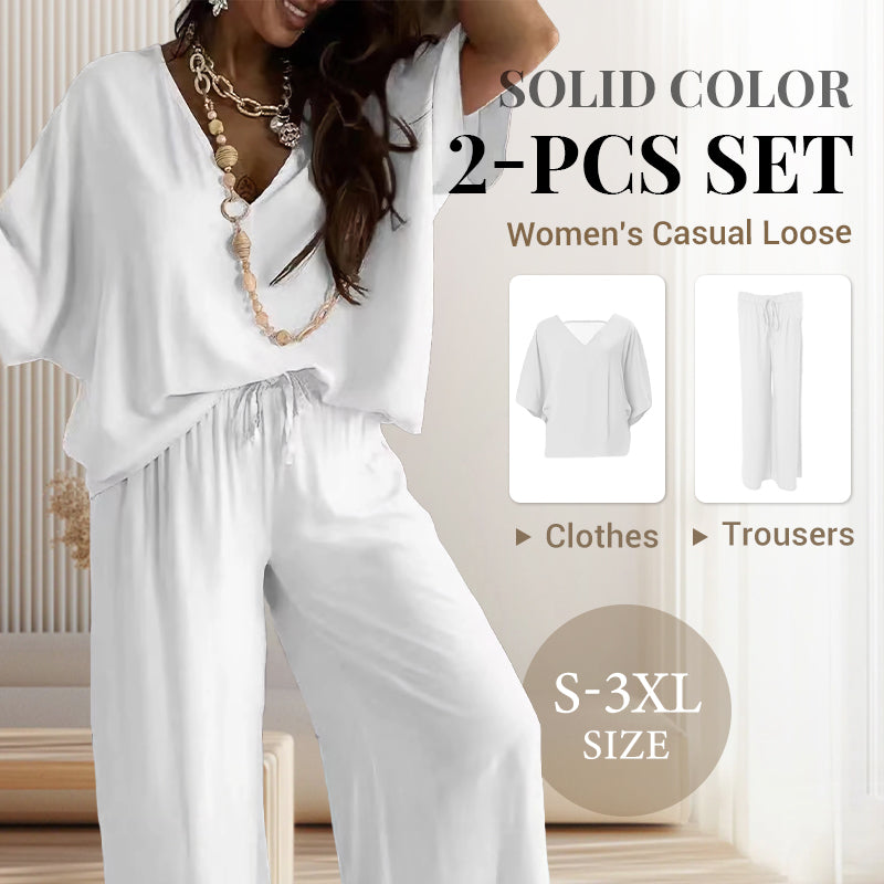 ✨ Girly solid color loose casual suit|Slim and tall× All-purpose wearing formula 👚👖