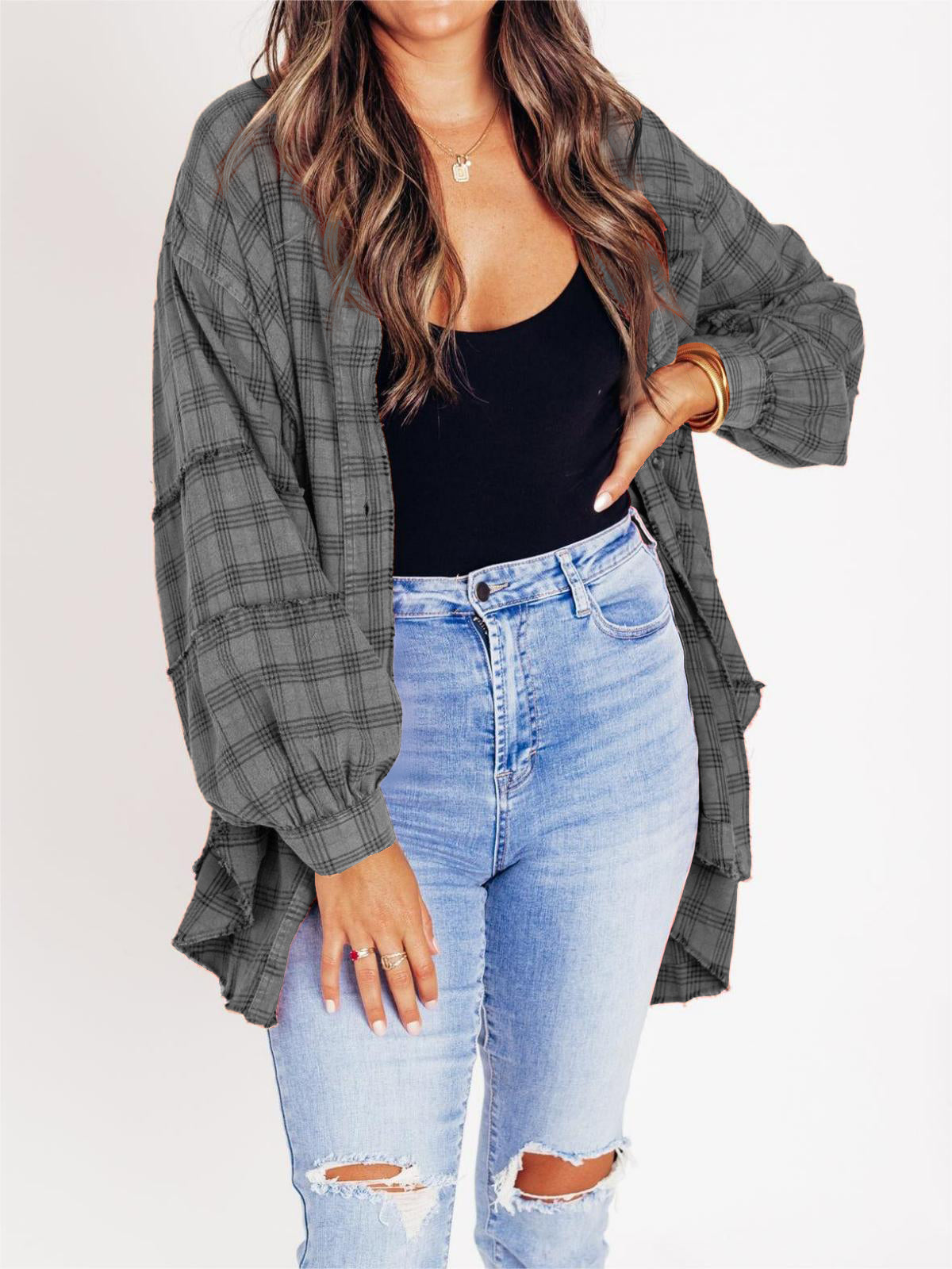 🔥Hot Sale 37% OFF🔥🏆Women's Mineral Washed Button Down Plaid Shirt