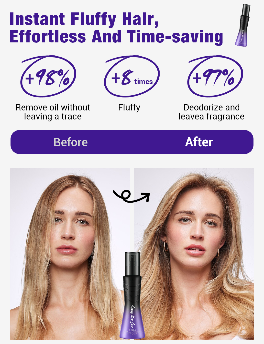 ✨Best Seller -Leave-In Refreshing Voluminous Non-Sticky Spray for Hair Care💕