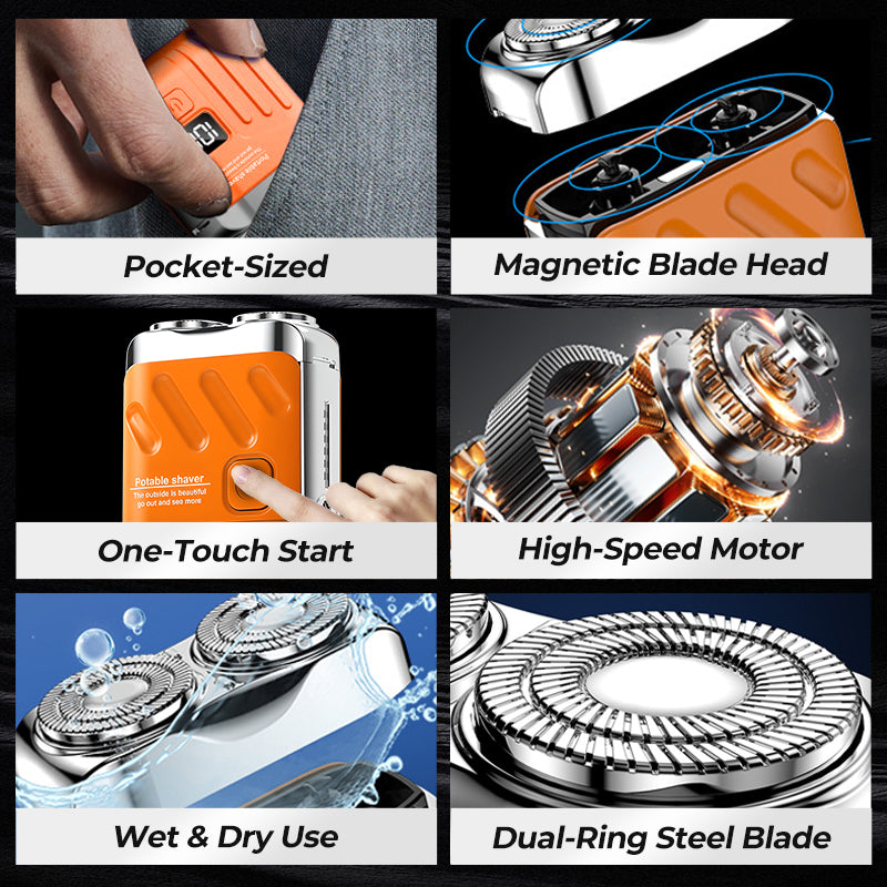 ⚡ 65% OFF Flash Sale！Double-Ring Portable Shaver – Perfect Gift for Every Guy