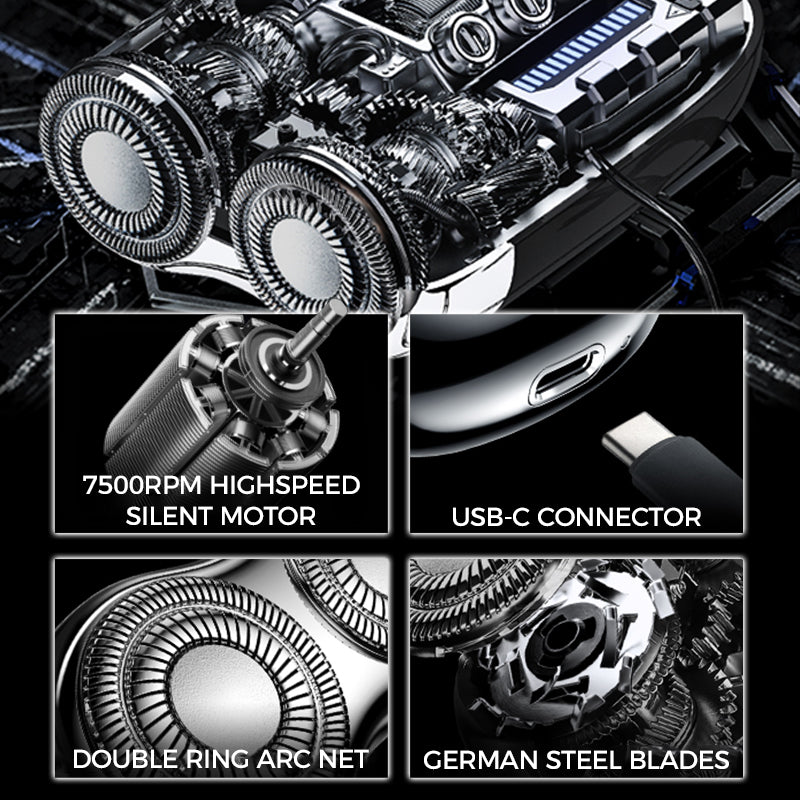 🔋 Mini double-ended shaver! 0.1mm Knife Mesh 7500 rpm motor