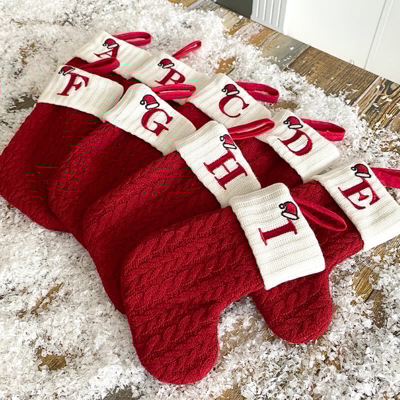 🌟🎄 Festive Christmas Must-Have! Cozy Knit Socks + Embroidered Candy Bag + Letter Stocking – Decor & Use in One!