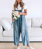 Low - Key Luxury Denim Bib Jumpsuit 👖 – Button - Down Design for Effortless Sophistication