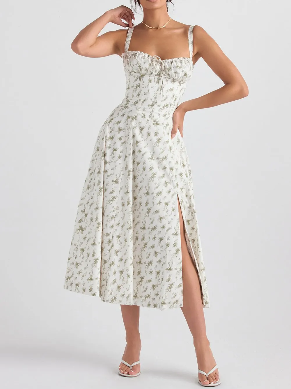 🔥Summer Sale🔥🌸Strapless dress with floral print at the waist🌺