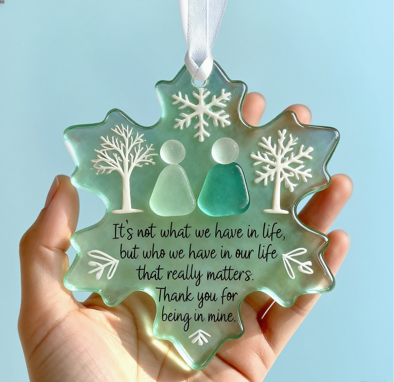 🌊Snowflake-Shaped Sea Glass Friendship Decor ❄✨ – Nature-Shaped, Handcrafted for Cherished Bonds