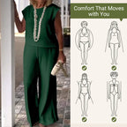 💕Limited Time 50% Off💕Women's Crew Neck Sleeveless Top and Pants Set