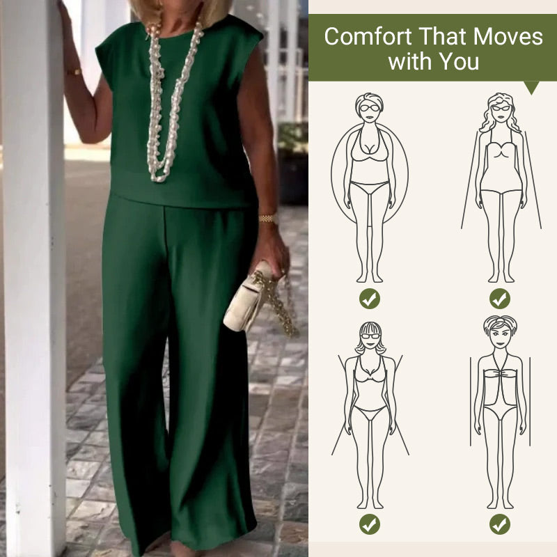 💕Limited Time 50% Off💕Women's Crew Neck Sleeveless Top and Pants Set