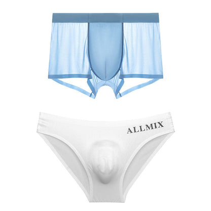 🩲Men's 2-in-1 Ice Silk Underwear Set – Briefs + Boxers, 3D Breathable Comfort for Summer