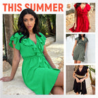 ⏰Final Hours! 50% Women's Elegant V Neck Ruffle Waist Dress✨