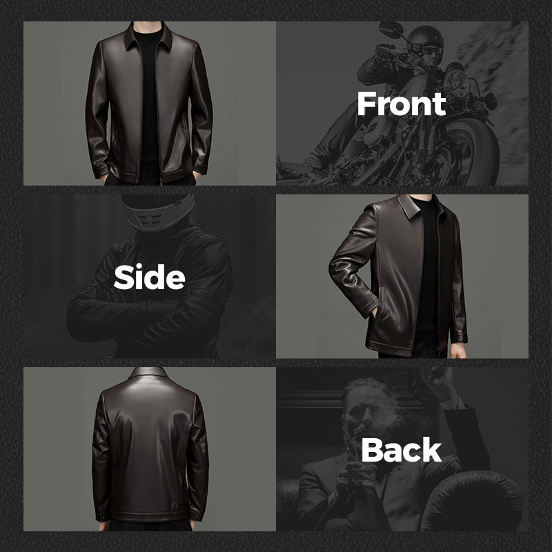 💥Fliwos® Men's Tough Vibe Leather Jacket – Slim Fit Design, Retro Hardware for Biker & Casual Looks
