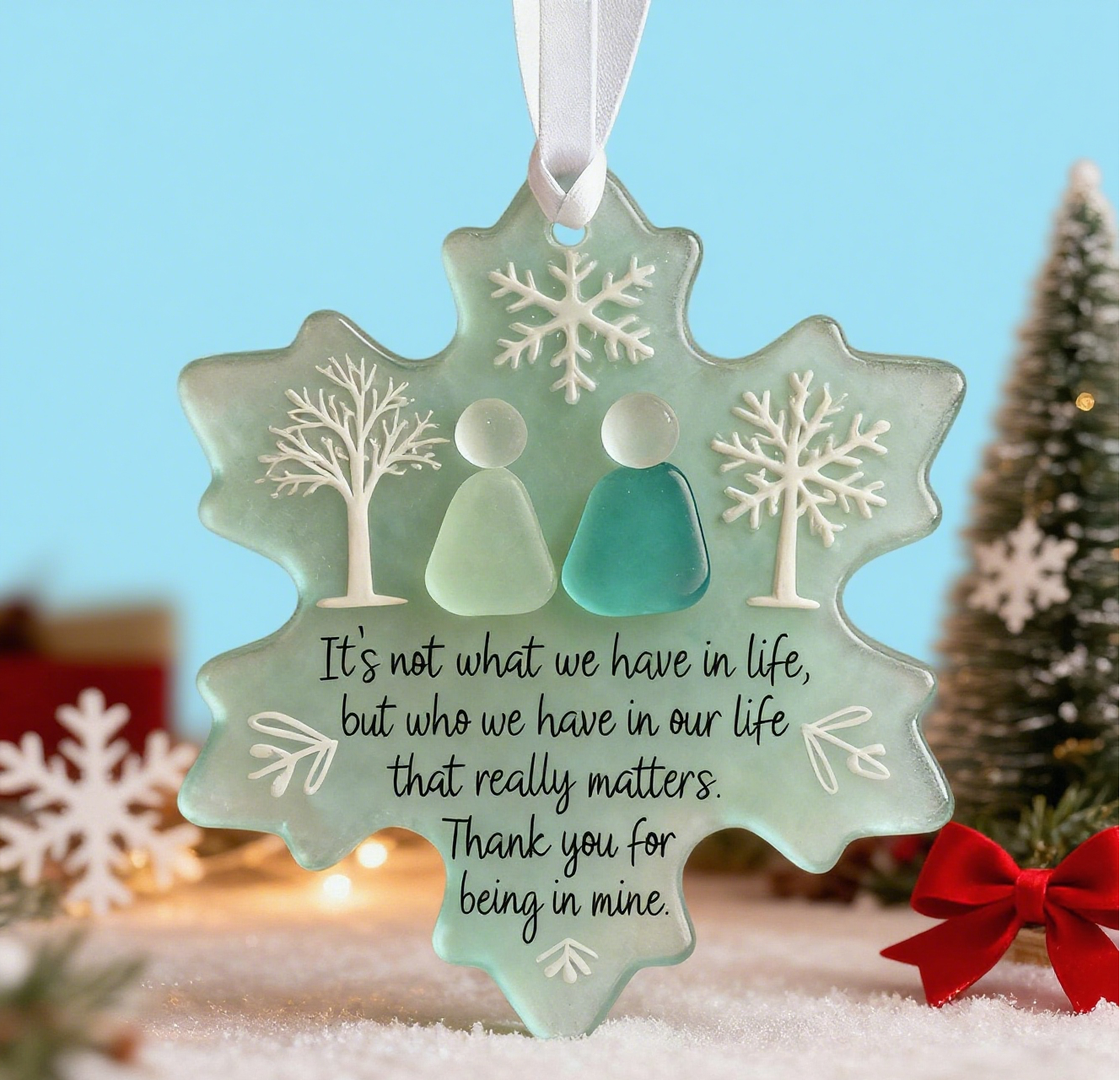 🌊Snowflake-Shaped Sea Glass Friendship Decor ❄✨ – Nature-Shaped, Handcrafted for Cherished Bonds