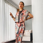 💜LAST DAY PROMOTION - 69%OFF💜Women's Printed Top & Wide Leg Pants 2-Piece Set