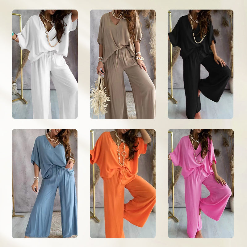 ✨ Girly solid color loose casual suit|Slim and tall× All-purpose wearing formula 👚👖