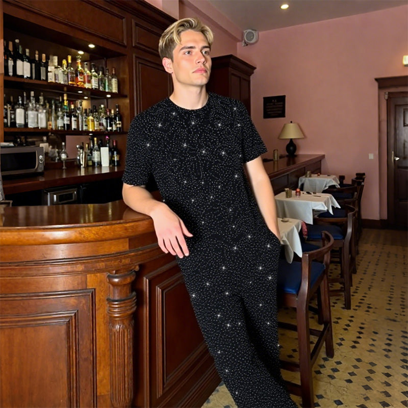 Men’s Short Sleeve Top & Wide Leg Pants 2-Piece Set 🩳✨ – Casual & Stylish for Everyday