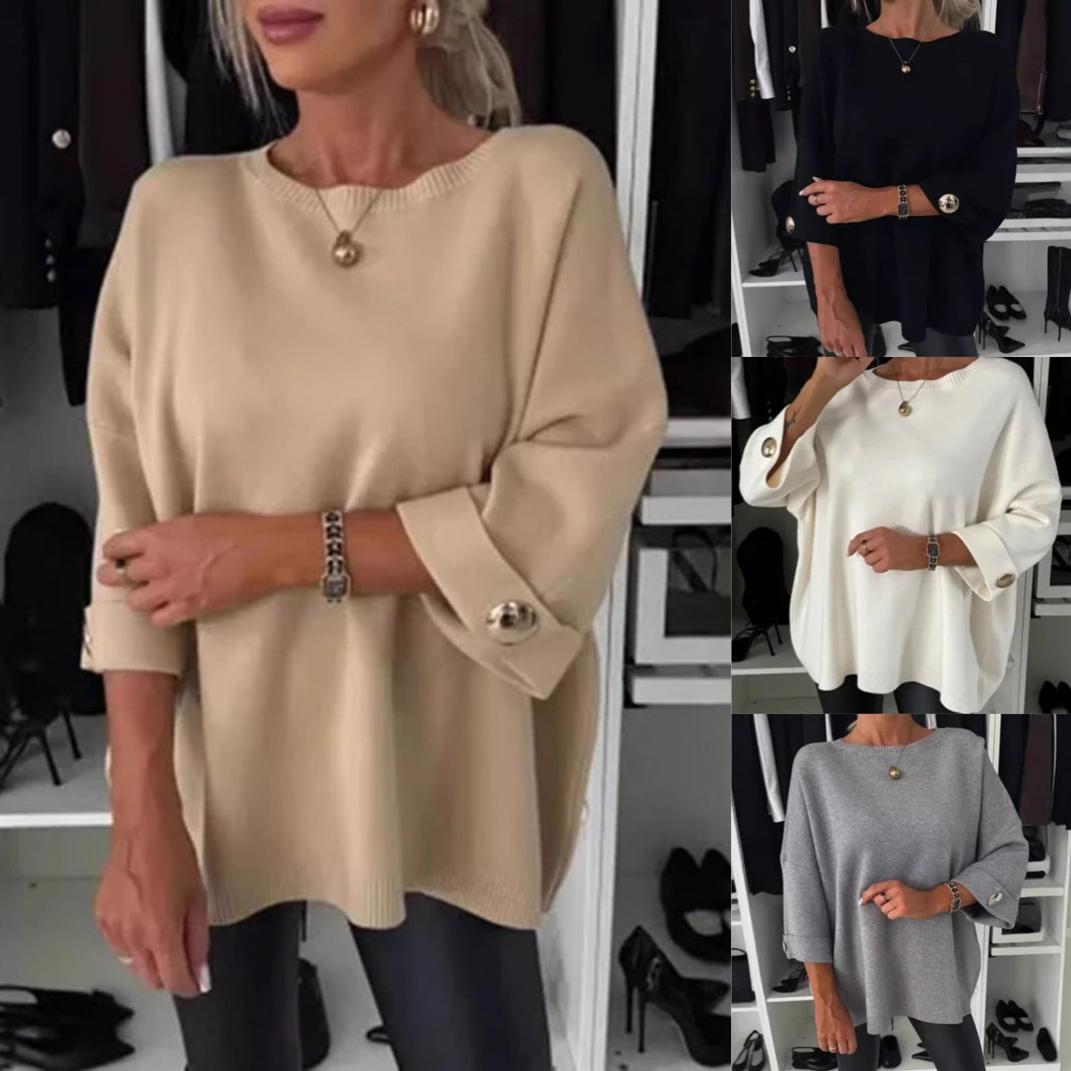 ✨Women's Slim-Fit Classic Knit Top – Solid Color + Soft Texture, Flatters Silhouette for Coffee Dates