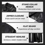 💥Fliwos® Men's Tough Vibe Leather Jacket – Slim Fit Design, Retro Hardware for Biker & Casual Looks